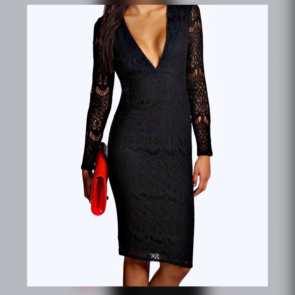 LAST CHANCE Boohoo Crochet Lace Midi Dress | Sz 4